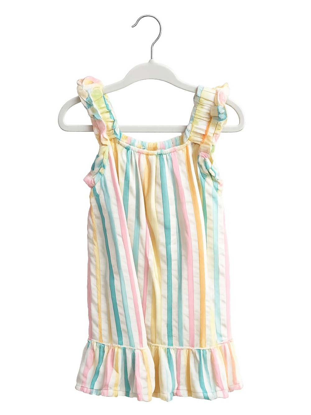 wonder nation Pastel Striped Ruffle Tank Top - Pink, Yellow, Mint, Cream
